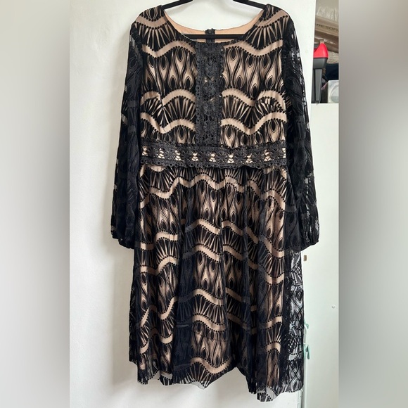 Black and Beige Lace Dress - Picture 1 of 11